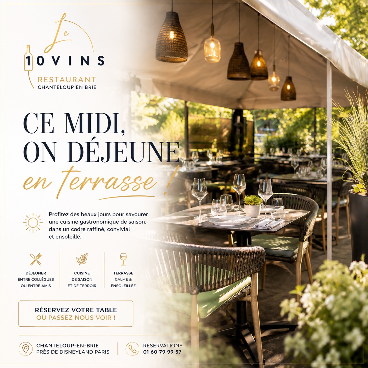 ☀️ Ce midi, on déjeune en terrasse ! 🍽️
Profitez des beaux jours pour venir savourer votre déjeuner au soleil, dans une ambiance conviviale et gourmande. 🌿
Notre terrasse vous attend ce midi !
Que ce soit pour une pause déjeuner, un repas entre collègues ou un moment sympa entre amis, installez-vous et profitez. 🥂
📍 Réservez votre table ou passez nous voir !
📍 Chanteloup-en-Brie, près de Disneyland Paris
📞 Réservations : 01 60 79 99 57
#chanteloupenbrie #gastronomiefrancaise #parisrestaurant #luxurydining #disneylandparís